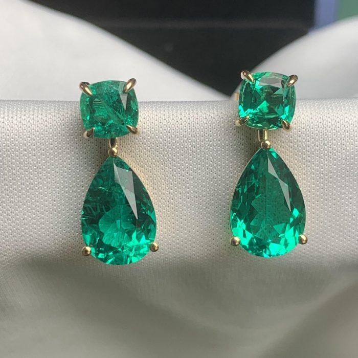 Ruif Classical Design High 9k Gold Lab Grown Emerald Earrings for Women Elegant Women's Jewelry Anniversary Party Gift 1