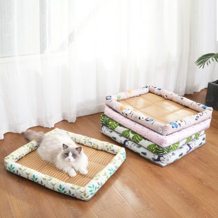 Summer Cat Bed Mat Lightweight Breathable Pet Rattan Mat Ice Blankets Nest Cat Houses Supplies Small Dogs Cushion Pillow 2