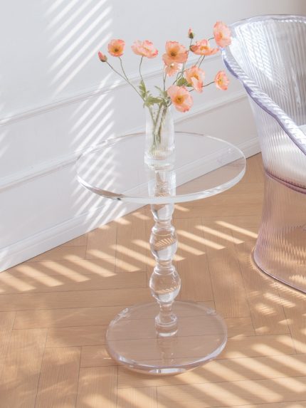 Home Furniture Coffee Tables Transparent Acrylic Luxury Living Room Tv Sofa Side Console Table Designer Bedroom Round Smal Desk 1