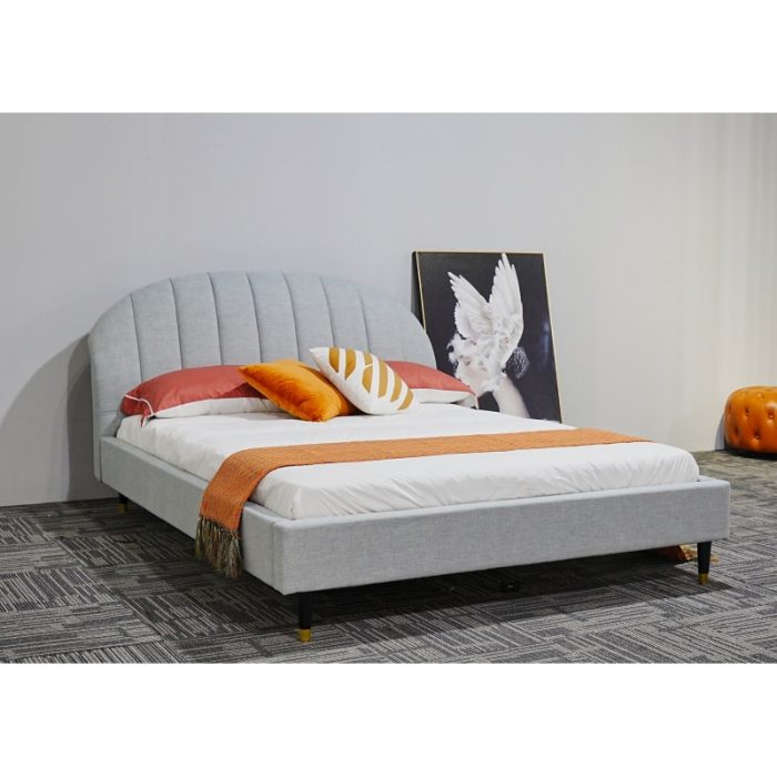 Queen Size gray elegant design modern fabric bed Easy to assemble for indoor bedroom furniture 1