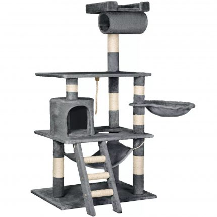 Scratcher Stokeley Grey-Cat Scratcher Tree-Cat Playground with sisal Columns, Cat Toy with Doing, Cat Furniture for Nail-sharpen 2