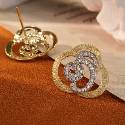 Aazuo Fine Jewerly 18K Orignal Yellow Gold Natrual Diamonds 0.36ct Fairy Rose Flower Earrings Gifted For Women Senior Banquet 3