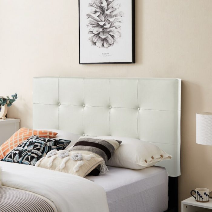 [Flash Deal]B112 Queen Bed PVC Cover Haedboard with Sponge Interlayer Strong Iron Frame with High Temperature Paint[US Stock] 4