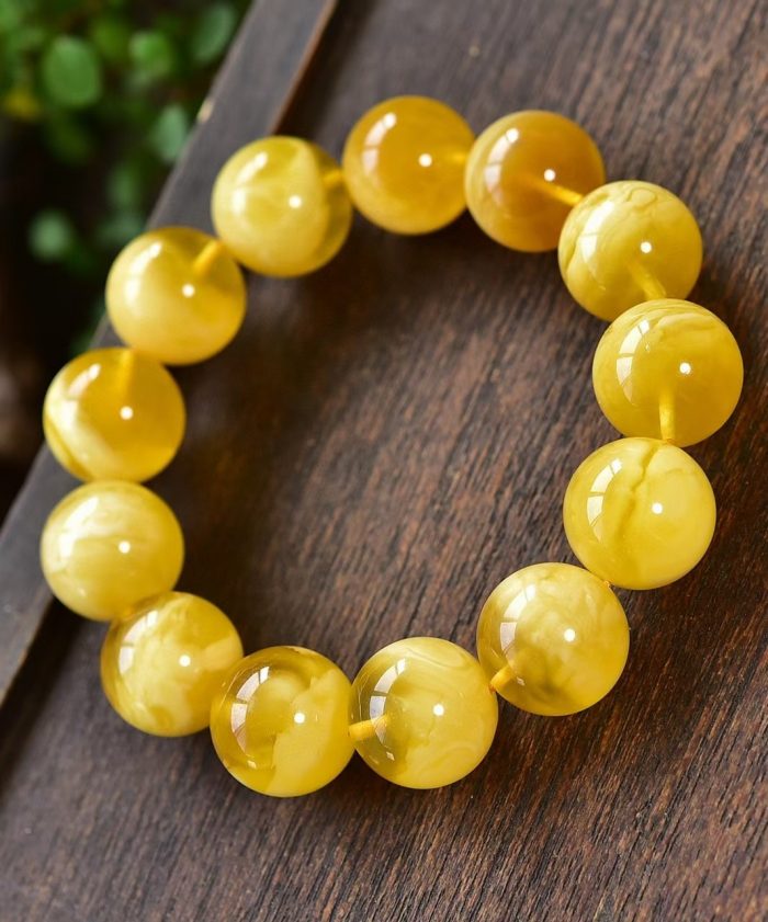 Natural Yellow Watermelone Amber Clear Round Beads Bracelet Women Men 17.2MM Best Fashion Amber Healing Stone Amber Rare AAAAA 1