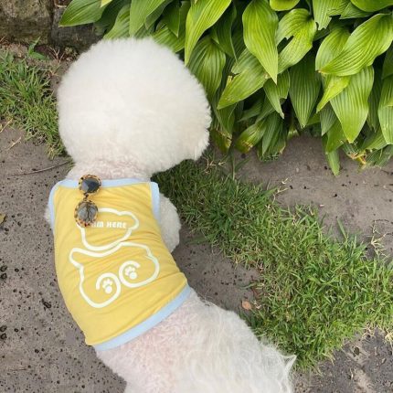 Pretty Dog Vest Summer Pet Clothes Cartoon Teddy Suspenders Puppy Cool Pullover Than Bear Solid Color Home Clothes 2