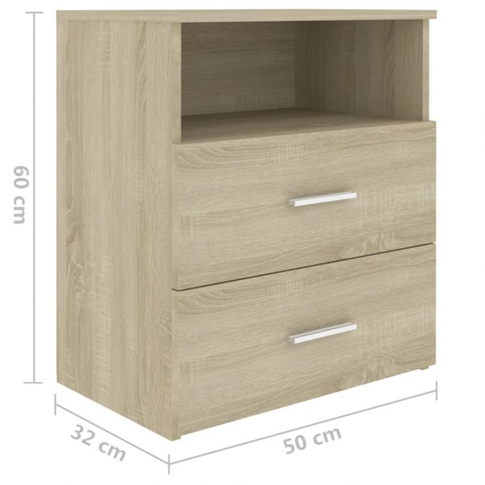Bed Cabinets 2 pcs Sonoma Oak 19.7"x12.6"x23.6", the nightstand is equipped with two drawers and one shelf 6