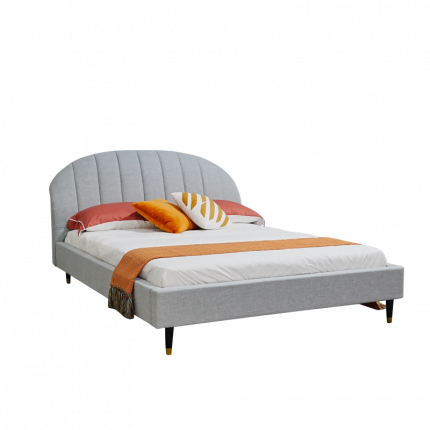 Queen Size gray elegant design modern fabric bed Easy to assemble for indoor bedroom furniture 2