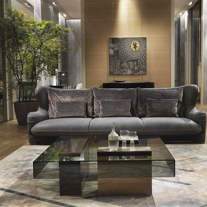 Italian light luxury coffee table designer stainless steel square glass tea table modern simple and advanced furniture customiza 3