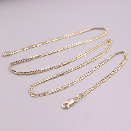 AU750 Pure 18K Yellow Gold Chain Women 2mm Curb Miami Cuban Link Necklace 5.1g/ 17.7inch 1