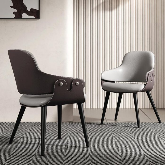 Custom Minimalist Household Luxury Dining Chair Minimalist Fashion Restaurant Leather Chair Designer Sales Office Model Room 2