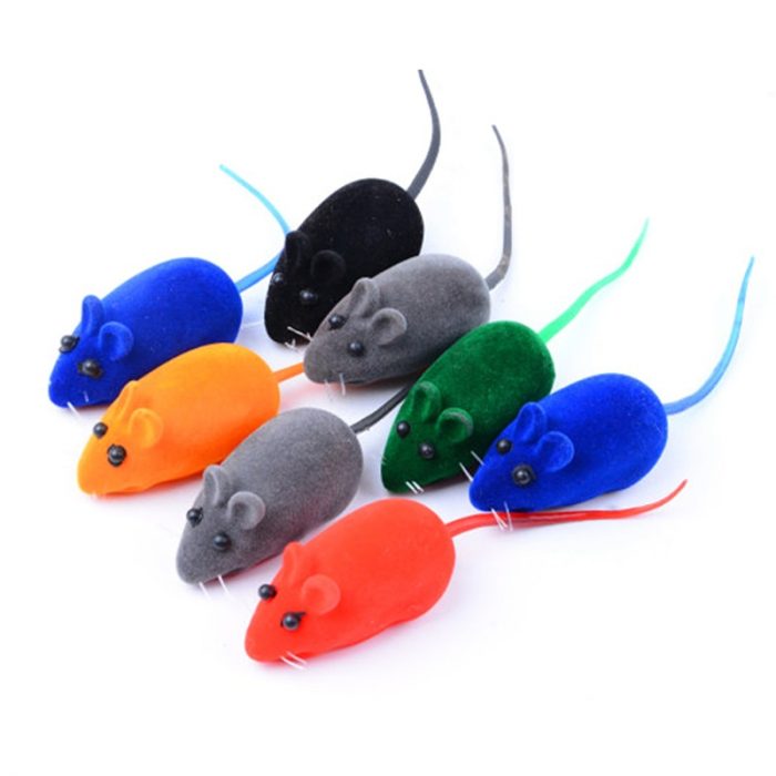 New Interactive Sound Plush Rubber Vinyl Mouse Pet Cat Realistic Sound Toys Flocking Mouse Funny Cat Toys Random Colors Pet Toys 3