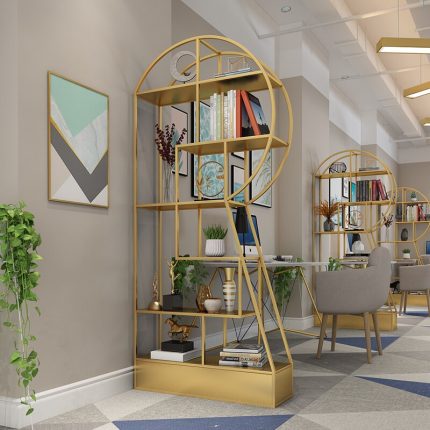 Nordic bookshelf floor creative light luxury study living room decoration cabinet shaped display rack 2