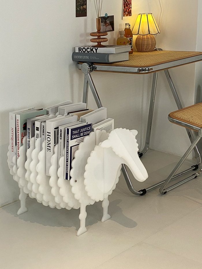 Home Design Creative Art Sheep Bookshelf Window Floor Decoration Animal Ornaments Acrylic Shelf Living Room Decor Nordic Bookshe 3