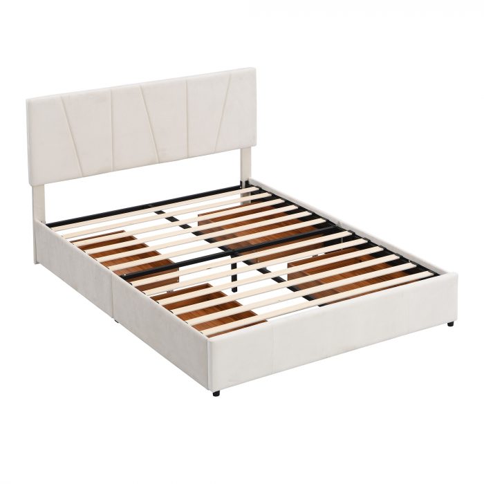 Size Upholstery Platform Bed, Four Drawers on Both Sides, Adjustable Headboard, 83.5cm-64.2cm-44.5cm 5
