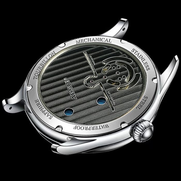 AESOP Men's Tourbillon Mechanical Wristwatches Sapphire Winding Fine Steel Strap Watches for Men Fashion Leisure Waterproof 6