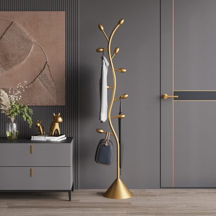 Nordic Boutique Modern Metal Coat Rack Floor Standing Rack Place Saving  Designer Corner Hanger Entryway Perchero Home Furniture 2