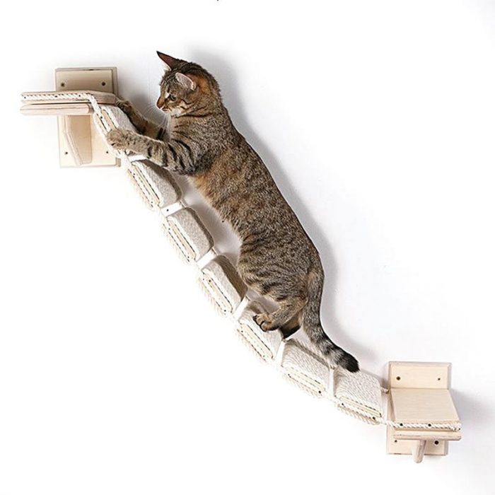 Wall Mount Cat Ladder Wall Mount Cat Climbing Step Shelf Pet Supplies Ladder With Woven Ropes For Pet Owners Hospital 1