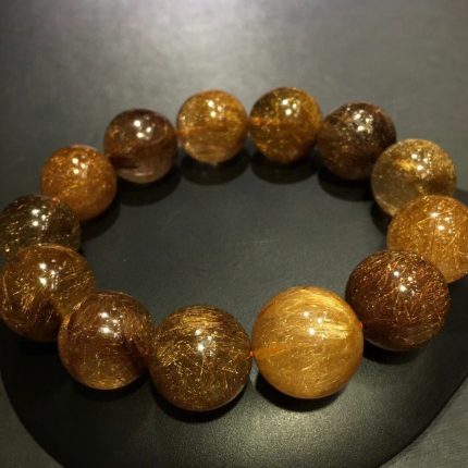 Natural Black Copper Rutilated Quartz Crystal Bracelet 19mm Big Clear Round Beads Brazil Women Man Rutilated AAAAAA 2
