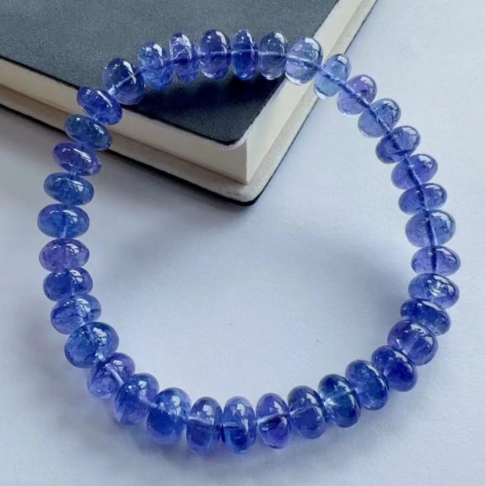 Natural Blue Tanzanite Tanzania Clear Abacus Beads Round Bracelet 7.5x4.5mm Tanzanite Rare Stone Bangle AAAAAA 6