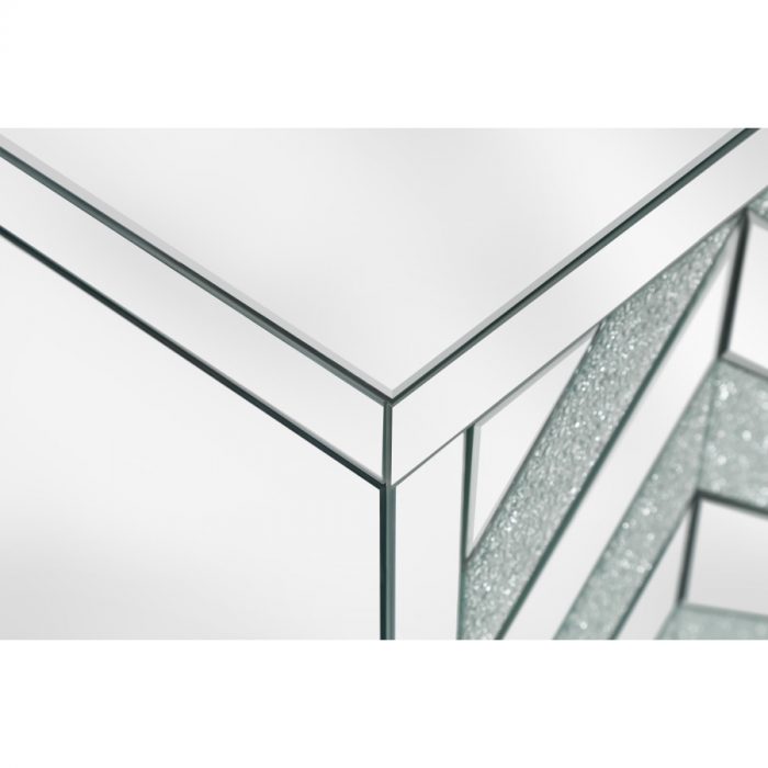 Storage Cabinet with Mirror Trim and M Shape Design, Silver,for Living Room, Dining Room, Entryway, Kitchen 4