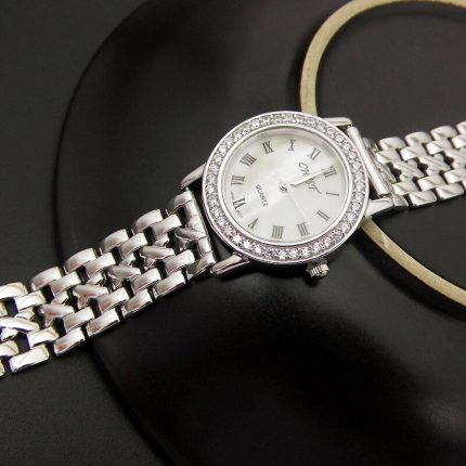 Silver Jewelry S925 Sterling Silver White Dial Watch Bracelet Simple Fashion Female Not Detachable 2