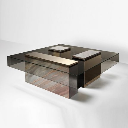 Italian light luxury coffee table designer stainless steel square glass tea table modern simple and advanced furniture customiza 2