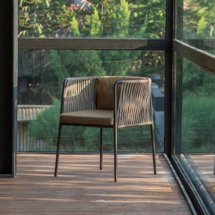 Outdoor table and chairs courtyard combination furniture designer Nordic waterproof garden rope woven leisure balcony coffee 2