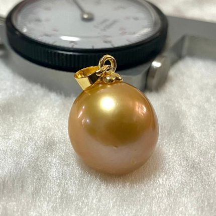 New Pendant for Women 17mm Sea Golden Pearls Round Pearl Fine High Quality Jewelry Gift for Women（with Chain） 2