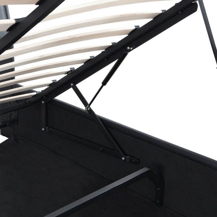 Queen Size Upholstered Faux Leather Platform bed with a Hydraulic Storage System, Black 5
