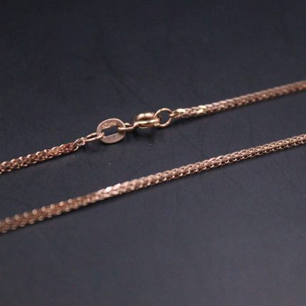 Pure 18K Rose Gold Women 1mmW Wheat Chain Foxtail Necklace 4.3-4.6g 23.6"L 2