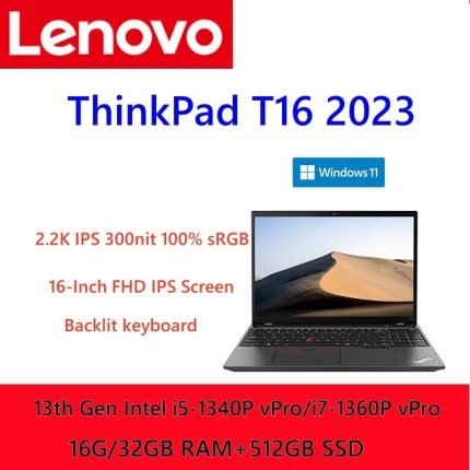 Lenovo Laptop ThinkPad T16 2023 13th Gen i5-1340P vPro/i7-1360P vPro HUD/Xe 16G/32GB RAM+512GB SSD 16-Inch FHD IPS Notebook PC 1