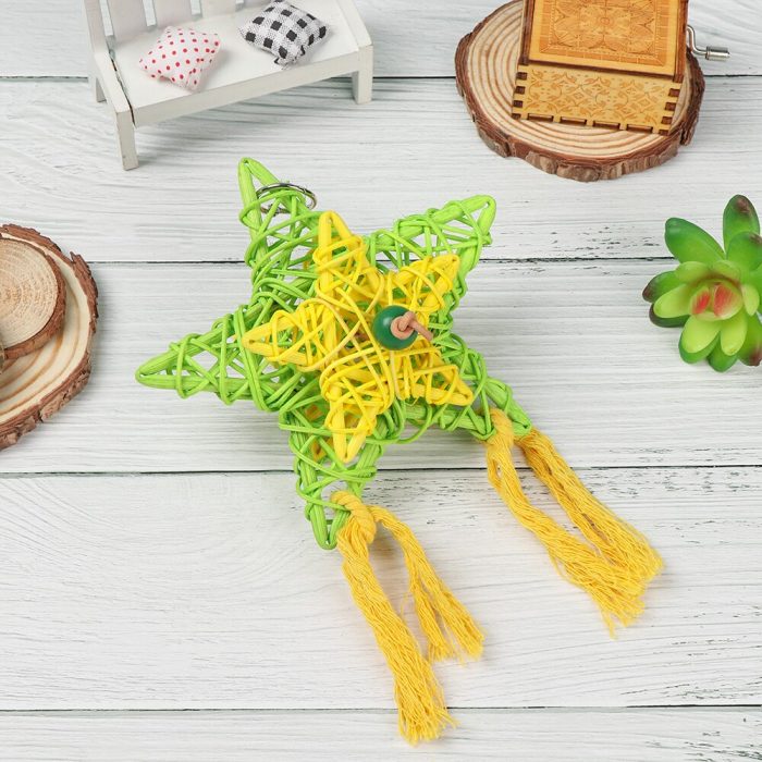 Natural Bamboo Rattan/Paper Weaving Cage Pet Bird Chewing Toys Parrot Cage Foraging Shredder Home Hanging Decoration 2