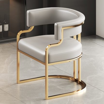 Armrest Gold Legs Dining Chairs Luxury Leather Designer Lounge Chair Living Room Ergonomic Silla Comedor Nordic Furniture 2