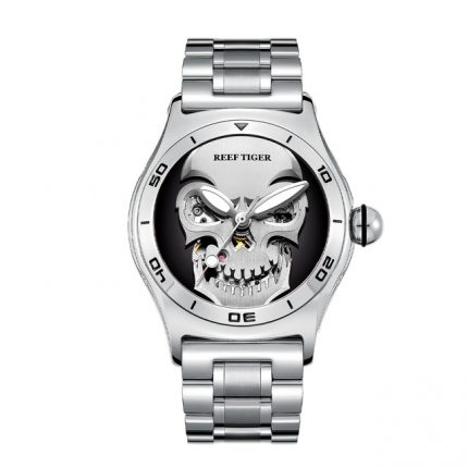 Reef Tiger Men Automatic Watch Luxury Watches Mechanical Wristwatch Sport Waterproof Bubble Sapphire Skeleton Skull Dial RGA70S7 1