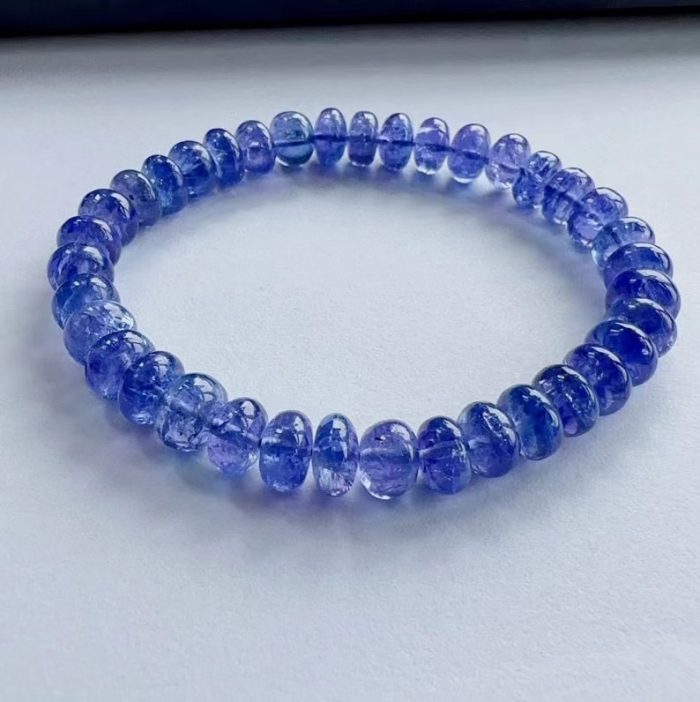 Natural Blue Tanzanite Tanzania Clear Abacus Beads Round Bracelet 7.5x4.5mm Tanzanite Rare Stone Bangle AAAAAA 4