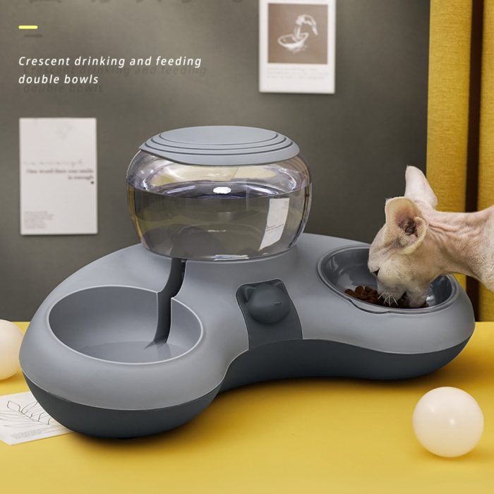 VKTECH Pet Cat Bowl Automatic Feeder Dog Cat Food Bowl With Water Fountain Double Bowl Drinking Raised Stand Dish Bowls For Cats 1