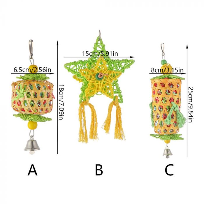 Natural Bamboo Rattan/Paper Weaving Cage Pet Bird Chewing Toys Parrot Cage Foraging Shredder Home Hanging Decoration 6