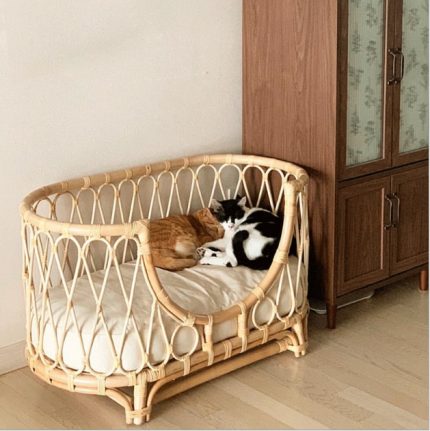 Rattan pet bed hand woven dog sofa rattan chair cat princess bed baby rattan bed 1