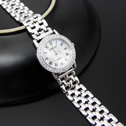 Silver Jewelry S925 Sterling Silver White Dial Watch Bracelet Simple Fashion Female Not Detachable 1