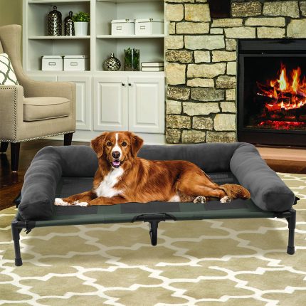 Extra Large Cooling Elevated Dog Bed with Bolster Raised Pet Cot Lounger Indoor Outdoor Waterproof 2
