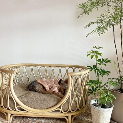 Rattan pet bed hand woven dog sofa rattan chair cat princess bed baby rattan bed 2