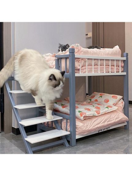 Fashion Cat Wooden Bed & Dog Mattress, Durable Double Pet Bed, Small Cat Bed Dog Bed 1