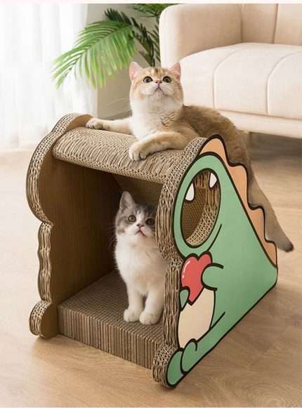 New Style Cat Scratch Board Small Dinosaur Litter Corrugated Paper Cat Climbing Frame Claw Sharpener Pet Toys Dogs Supplies 2