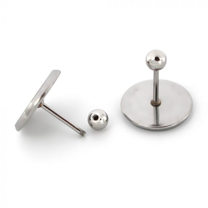 Stainless Steel Earrings Post Round Bezel tray Cabochons Earring with Screwback Stoppers Ear Pins Stud Earrings Findings DIY 2