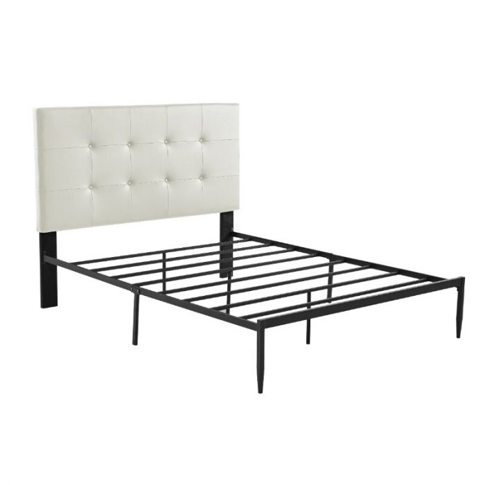 [Flash Deal]B112 Queen Bed PVC Cover Haedboard with Sponge Interlayer Strong Iron Frame with High Temperature Paint[US Stock] 5