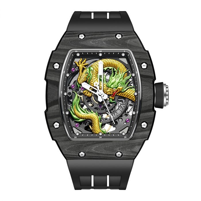 Haofa Automatic 3D Dragon Watch Men Sapphire NTPT Mechanical Watches for Men Luxury Carbon Fiber Luminous Clock orologio uomo 1