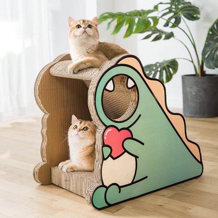 New Style Cat Scratch Board Small Dinosaur Litter Corrugated Paper Cat Climbing Frame Claw Sharpener Pet Toys Dogs Supplies 1