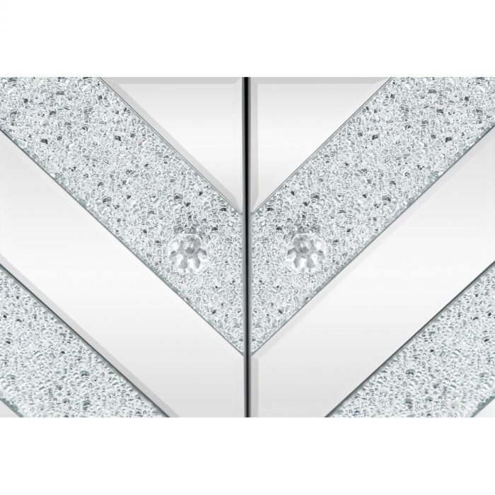Storage Cabinet with Mirror Trim and M Shape Design, Silver,for Living Room, Dining Room, Entryway, Kitchen 5
