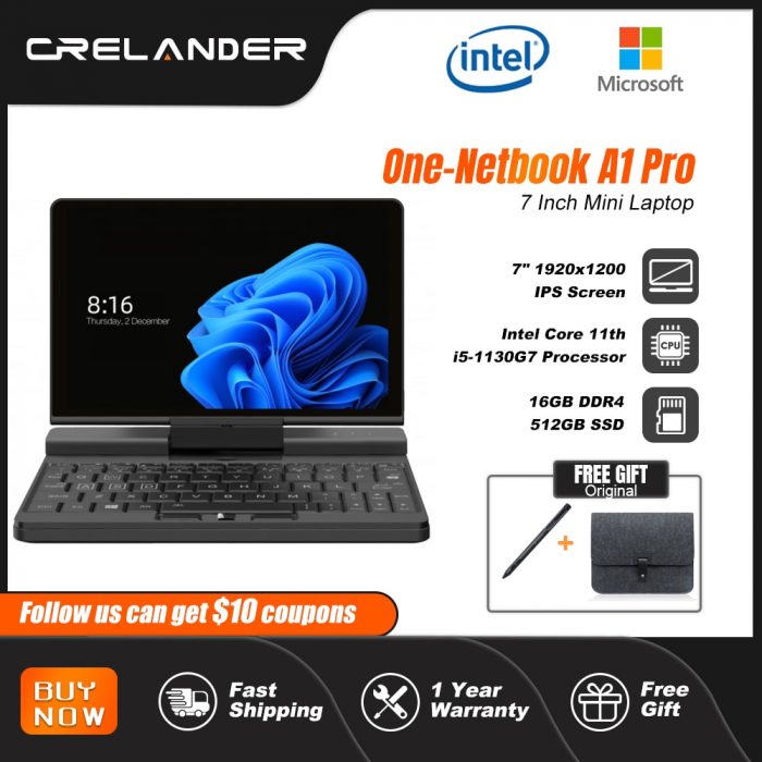 One Netbook A1 Pro 7 Inch Mini Laptop Touch Screen Intel Core i5 11th Gen 16GB RAM 512GB SSD Windows 11 Notebook Computer 1