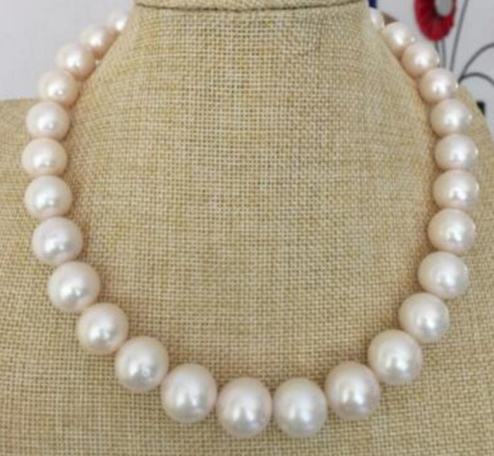 noble jewelry huge round 12-14mm south sea multicolor round pearl necklace 17.5inch 14k 1